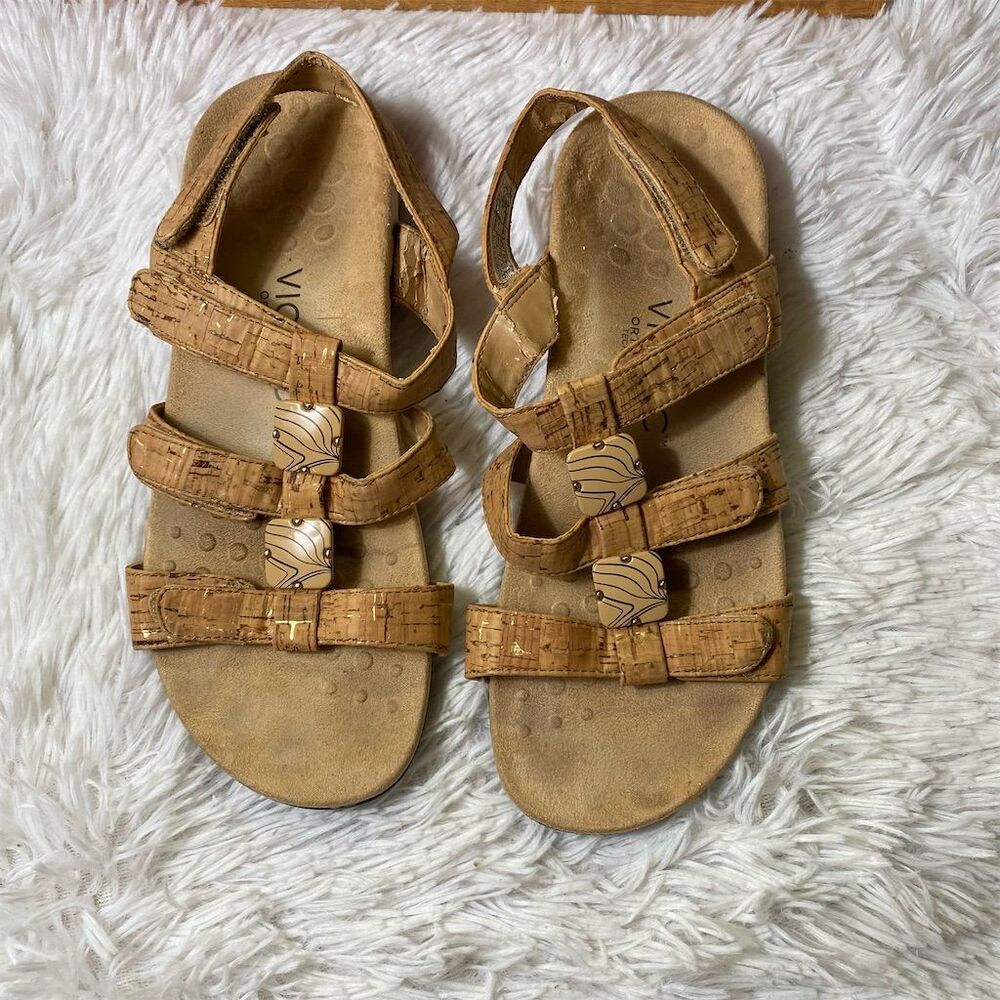 Vionic Amber Women's Gold Slingback Sandals Size 7 Orthotic Strappy